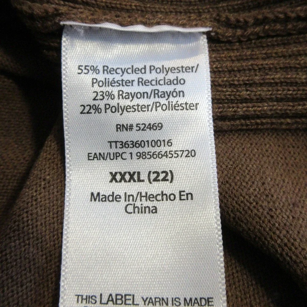 TIME &‎ TRU Classic Cardigan Sweater Plus Sz 22 Warm Coffee Brn Button Front NWT